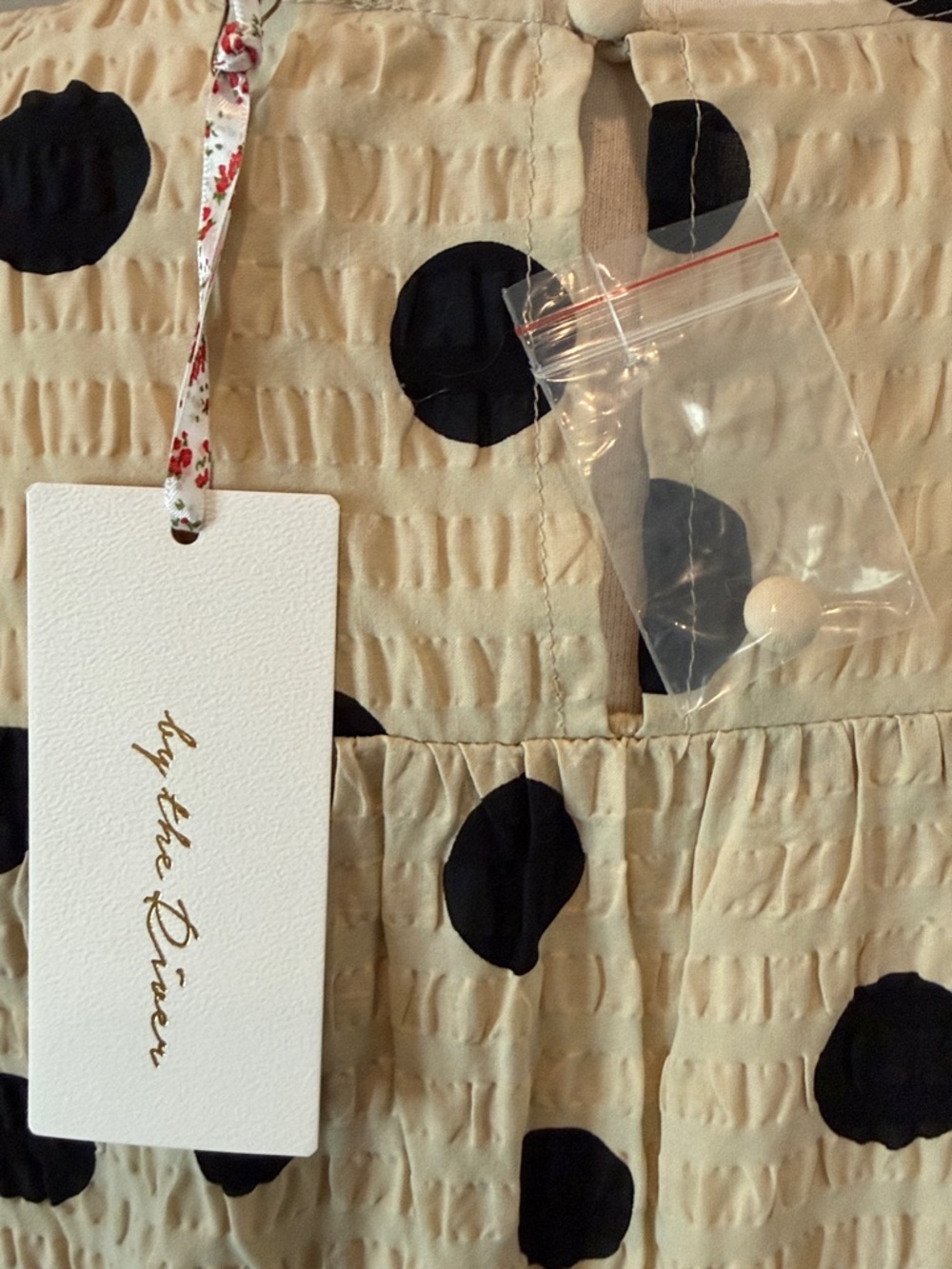 Sleeveless Tan Maxi Dress with Black Polka Dots - Picture 3 of 9